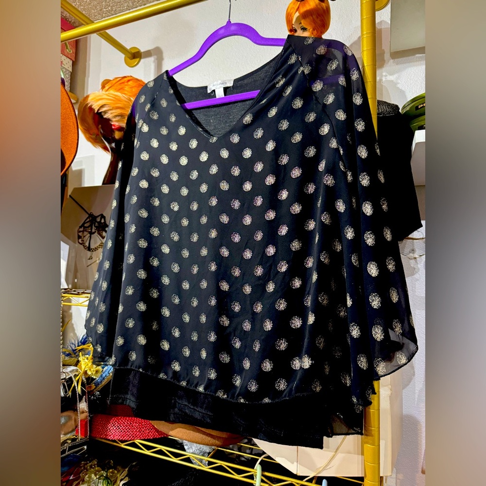 014C // Dress Barn poncho-style dress shirt // L